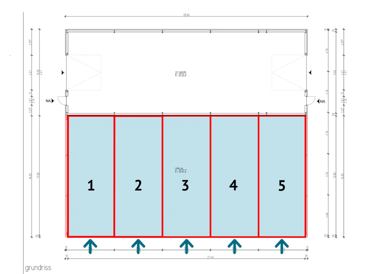 Lagerhalle - 5 Abteile