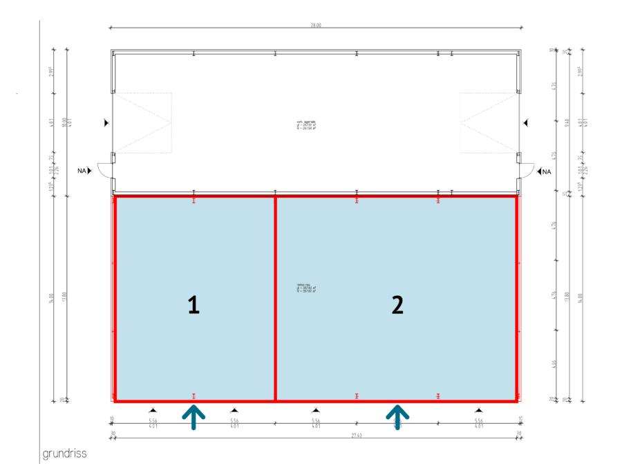 Grundriss // Hallenabteil 1 + 2